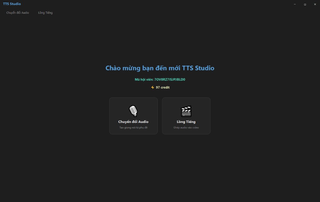 Màn hình TTS Studio